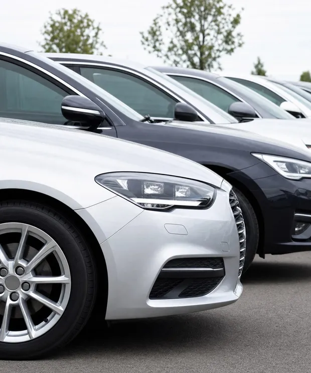 Row of cars at a dealership